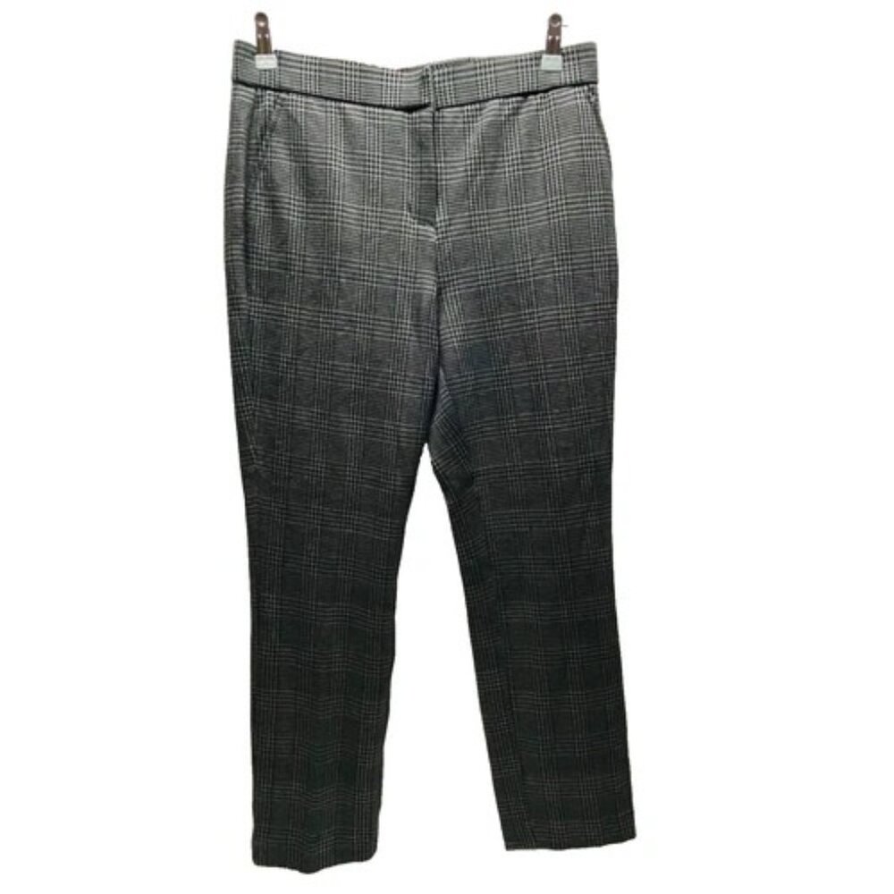 Banana Republic Classic Dress Pant Women's 6 Grey Black Plaid Taper Stretch NWOT